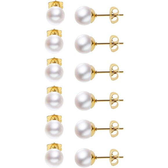 Jewelry - Dainty Pearl Earrings for Women: Hypoallergenic 6 Pairs AAA+ Quality Freshwater